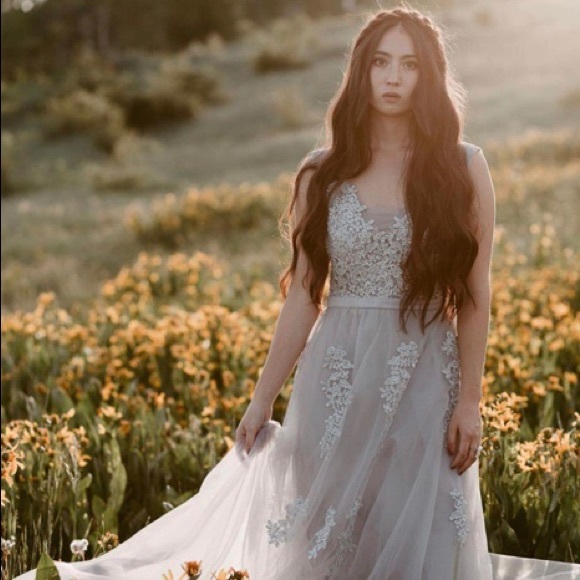 Dresses & Skirts - Stunning Floral V-Neck Prom Dress